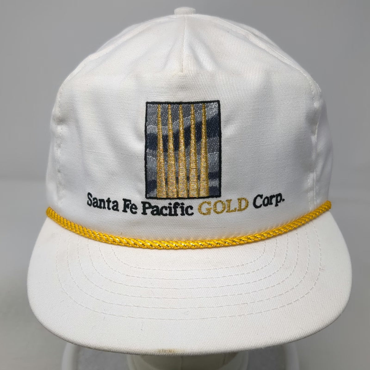 Cap America 5 Panel White One Size Hat Santa Fe Pacific Gold Corp Snapback Rope