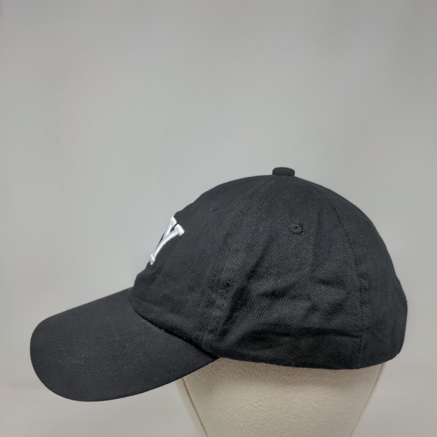 NY Slideback Hat Black One Size Embroidered Adjustable Solid 6 Panel