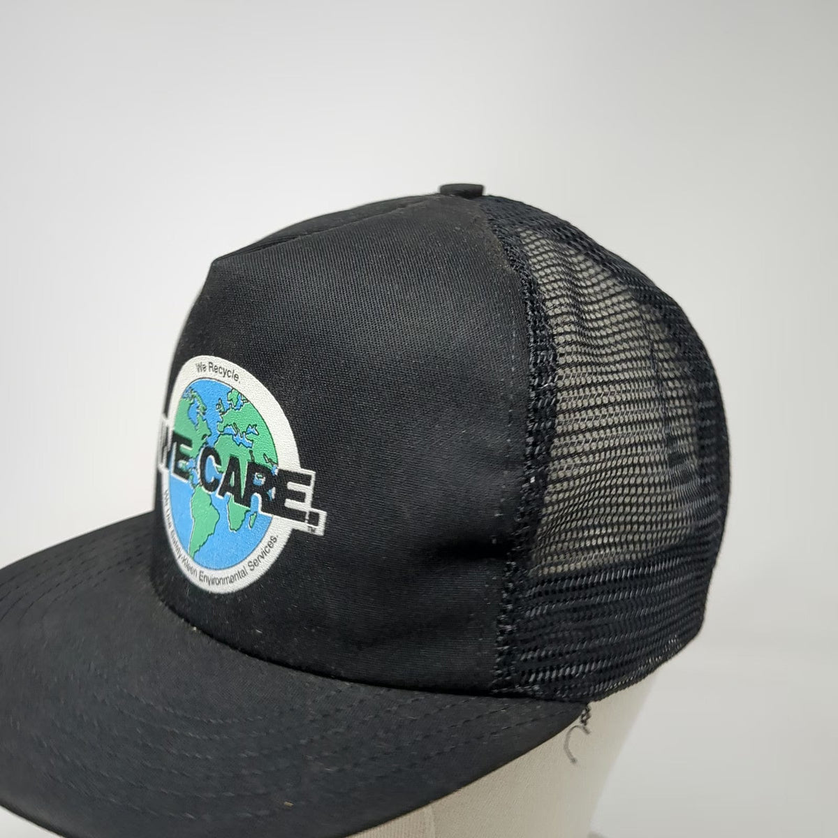 Safety-Kleen We Care Recycle Earth Trucker Hat Black One Size Snapback Made USA
