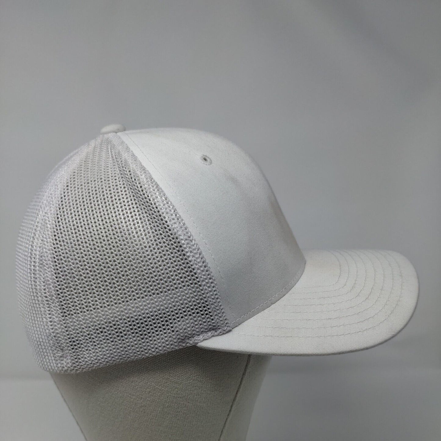 Buck This Fitted Mesh Back Trucker Hat White OSFA Flexfit Yupoong