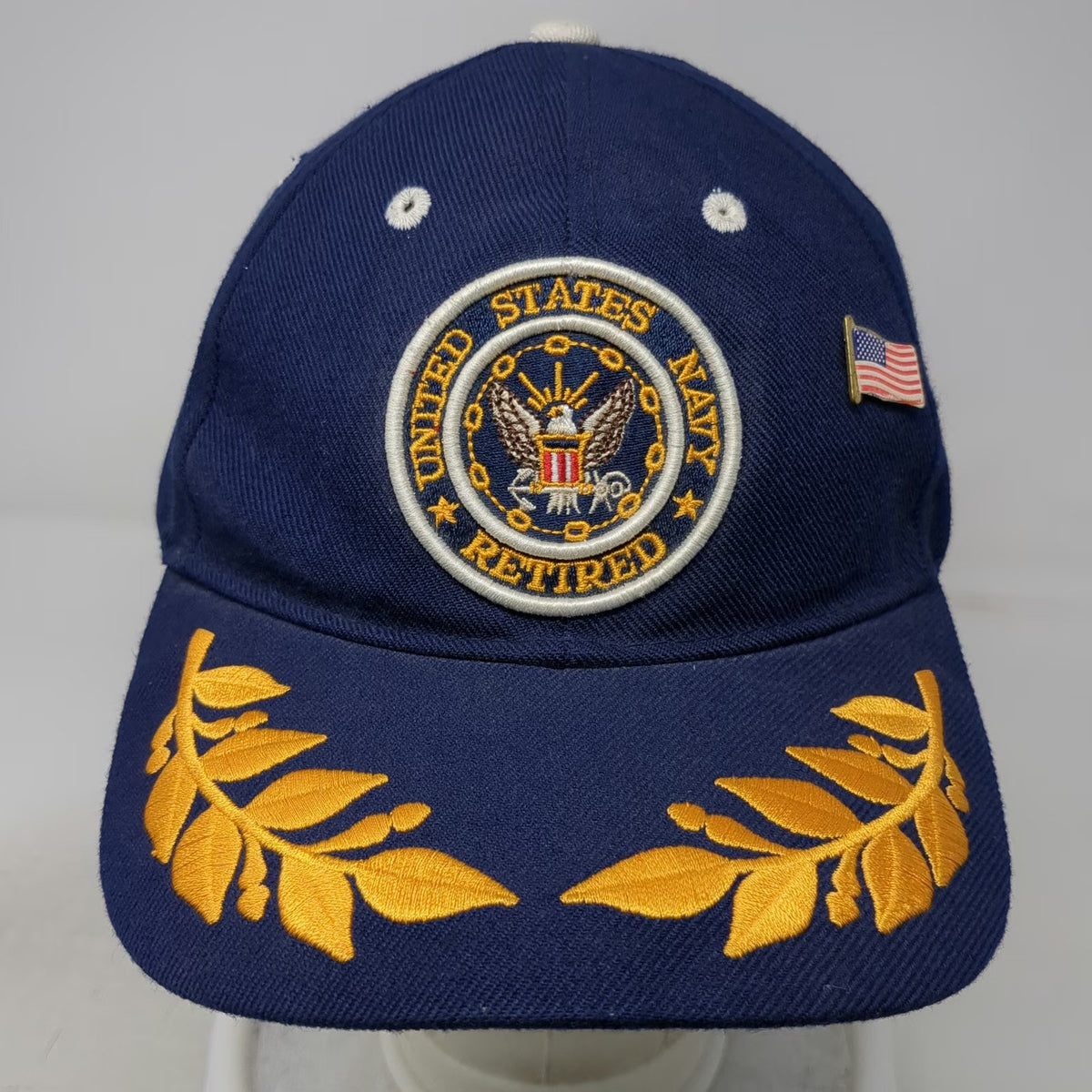 Retired Scrambled Eggs Baseball Cap Blue One Size US Navy Flag Pin Military hat