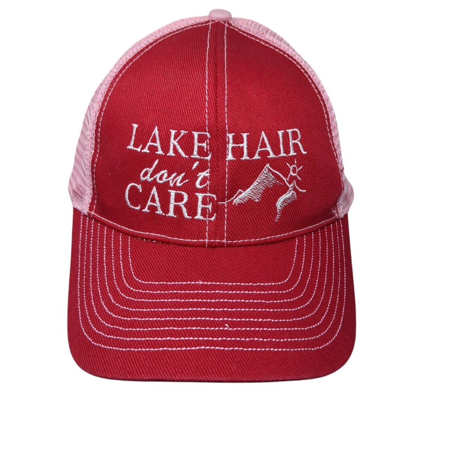 Lake Hair Don't Care Strapback Trucker Hat Multi One Size Adjustable Mesh Back