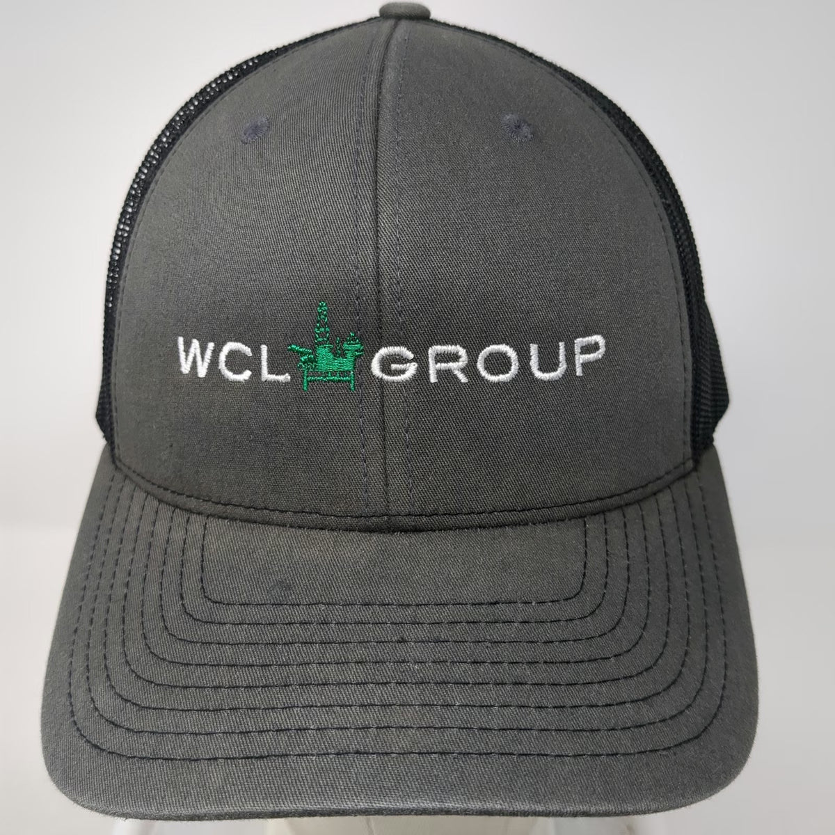 Richardson Trucker Hat Gray One Size WCL Group Oil Rig Graphic Snapback Mesh