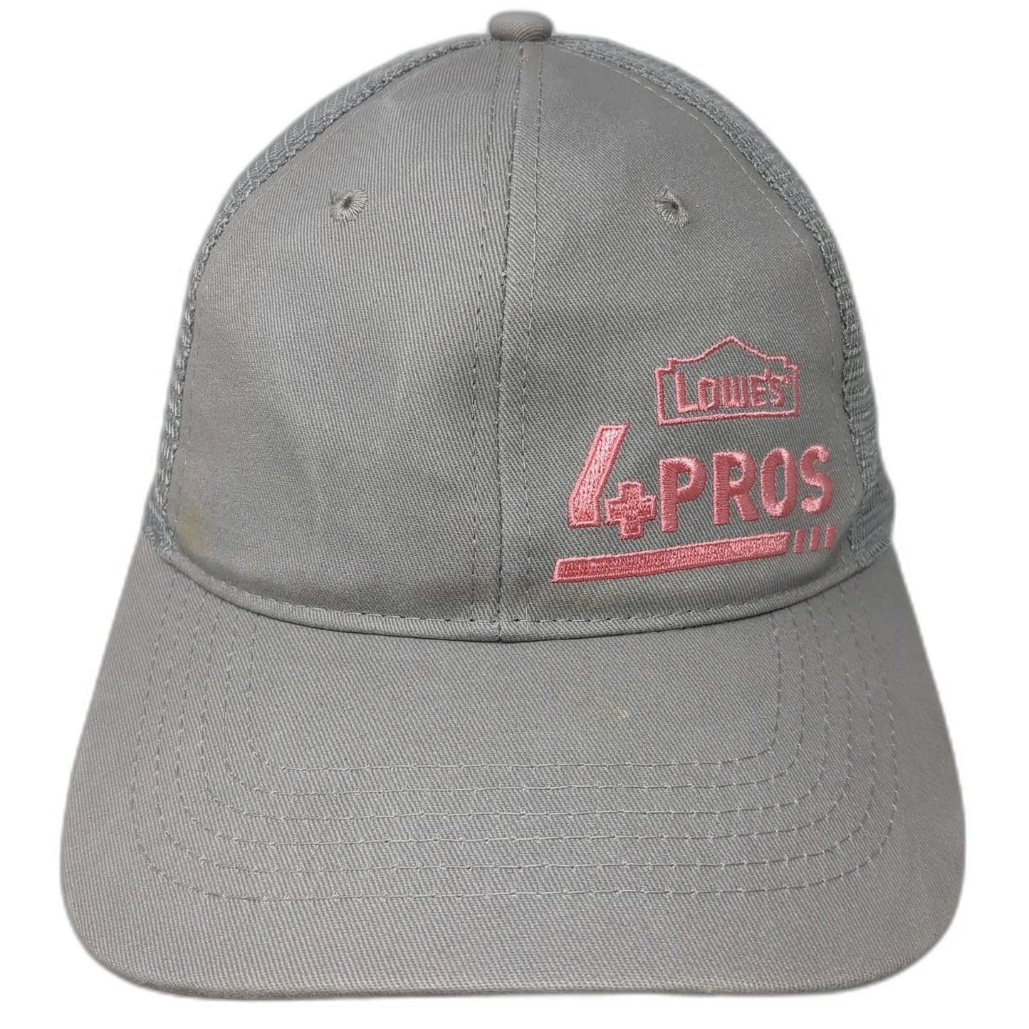 Lowe's 4 PROS Trucker Hat Gray One Size Mesh Snapback Workwear Logo Employee