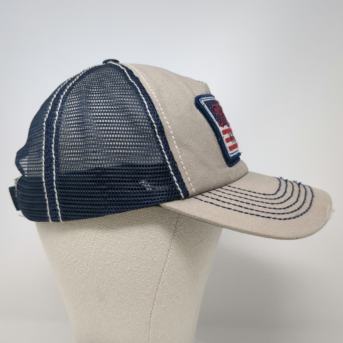 BV3 Merch Reckless Kelly American Flag Baseball Cap One Size Beige Mesh Back Hat