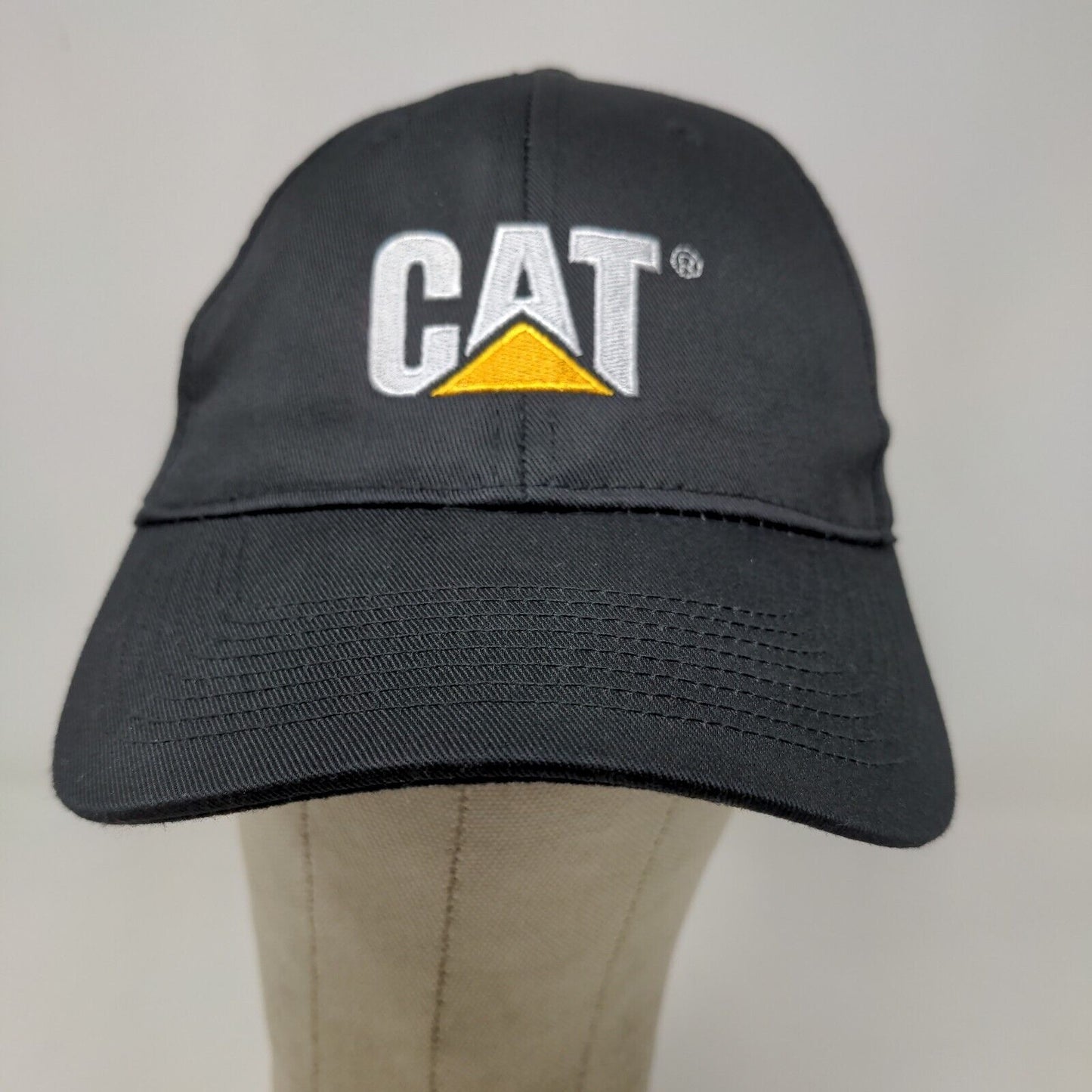 CAT Caterpillar Men's Slideback Hat Black Adjustable Embroidered Logo PolyCotton