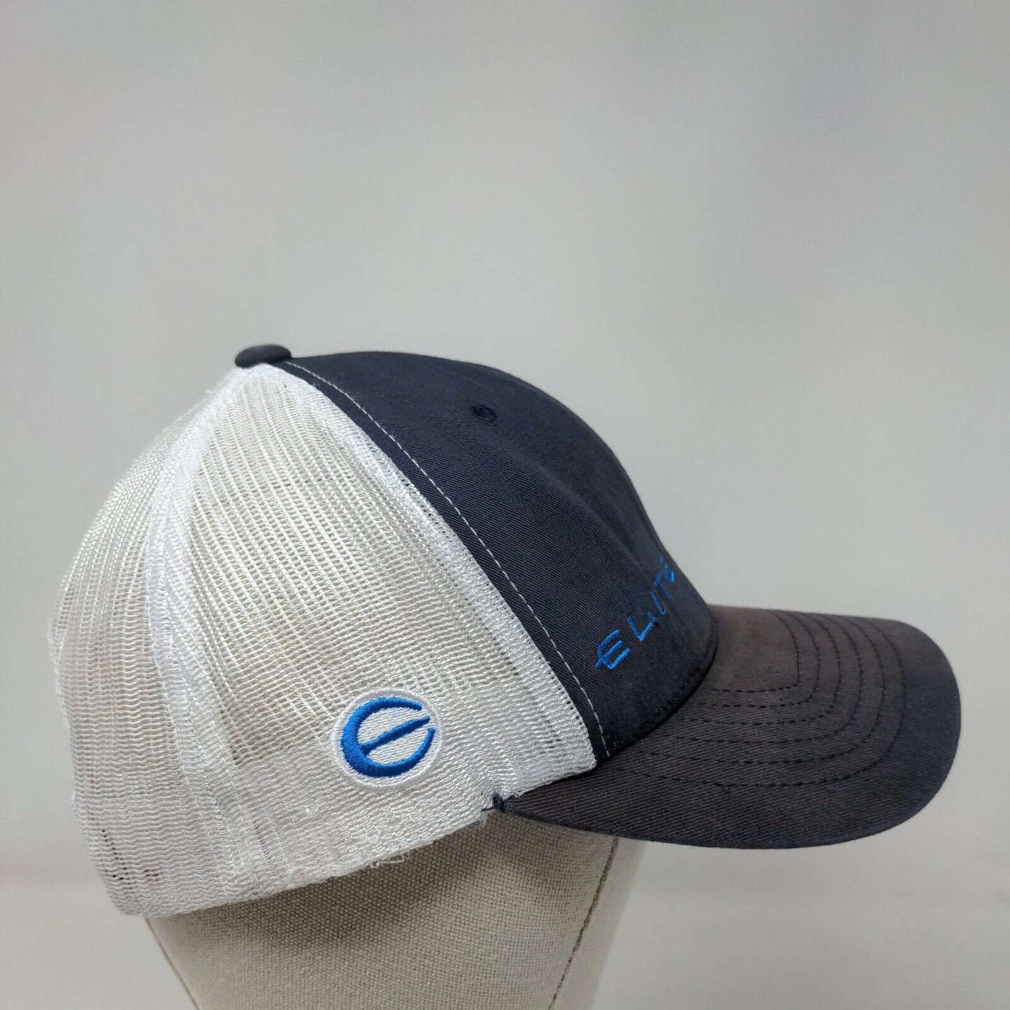 Elite Snapback Trucker Hat Blue OSFM Adjustable Embroidered Mesh Back 6 Panel