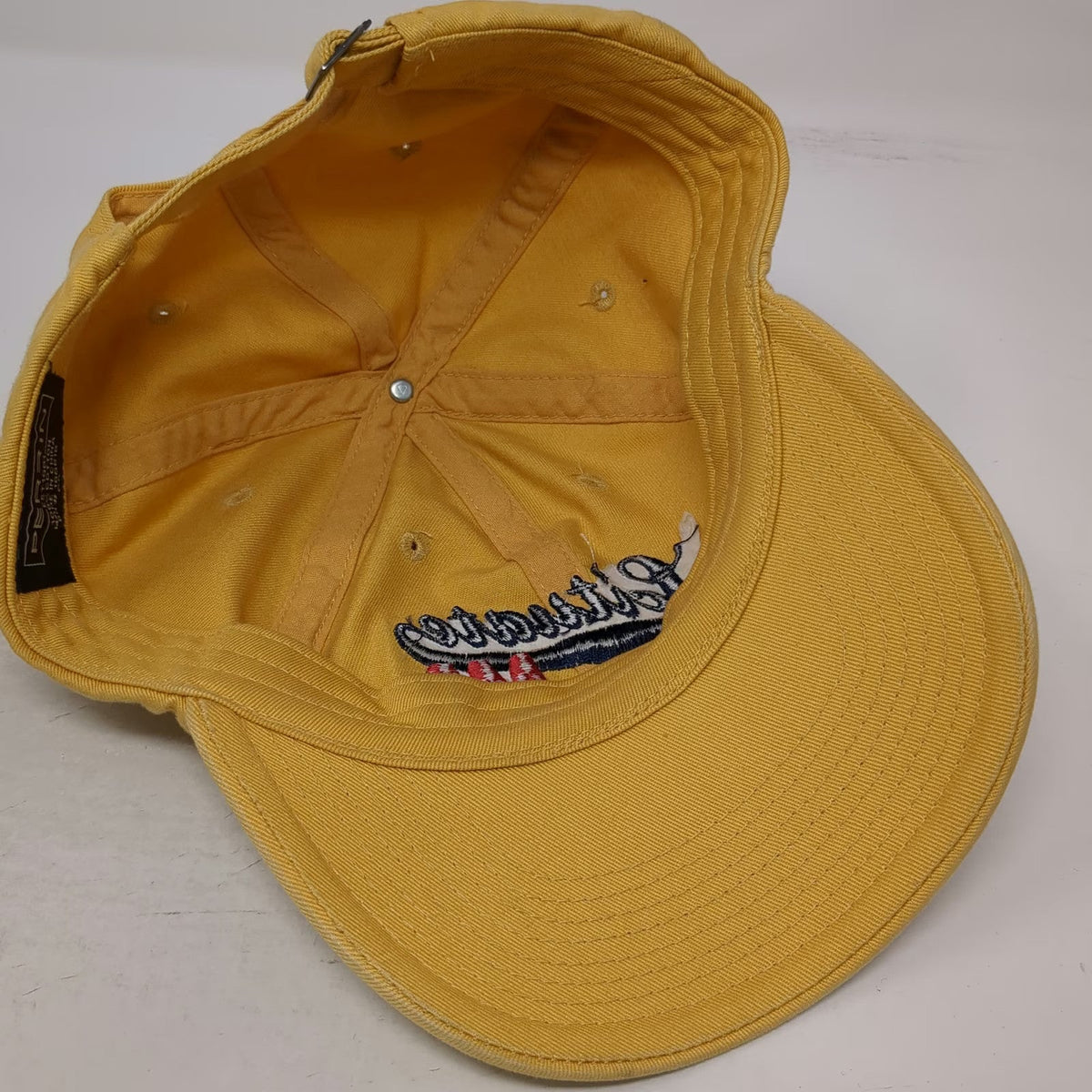 Perrin Baseball Cap Yellow OSFM Scituate MA Massachusetts Slideback Cotton Hat