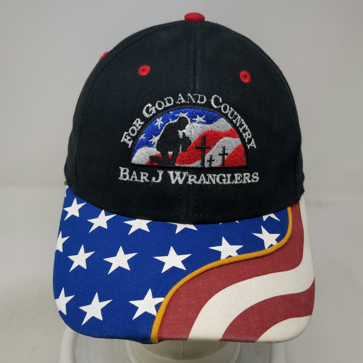 Otto Baseball Cap Black Blue Red White OSFM Bar J Wranglers American Flag Hat