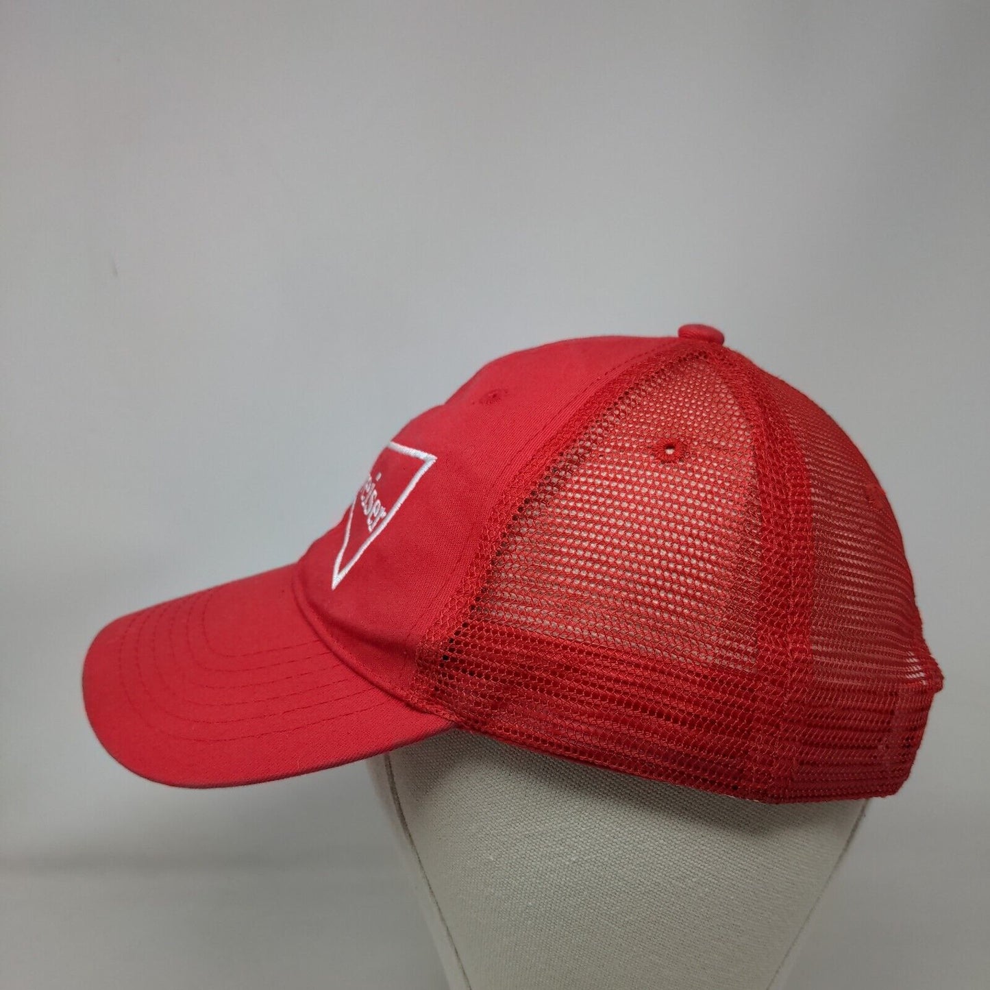 Budweiser Snapback Mesh Back Trucker Hat Red OSFA Solid Embroidered