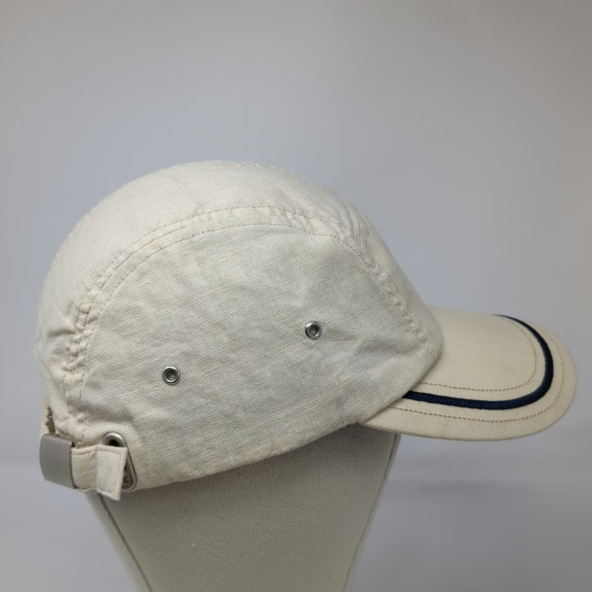 Caribbean Joe 5 Panel Beige One Size Golf Palm Tree Linen Strapback Hat