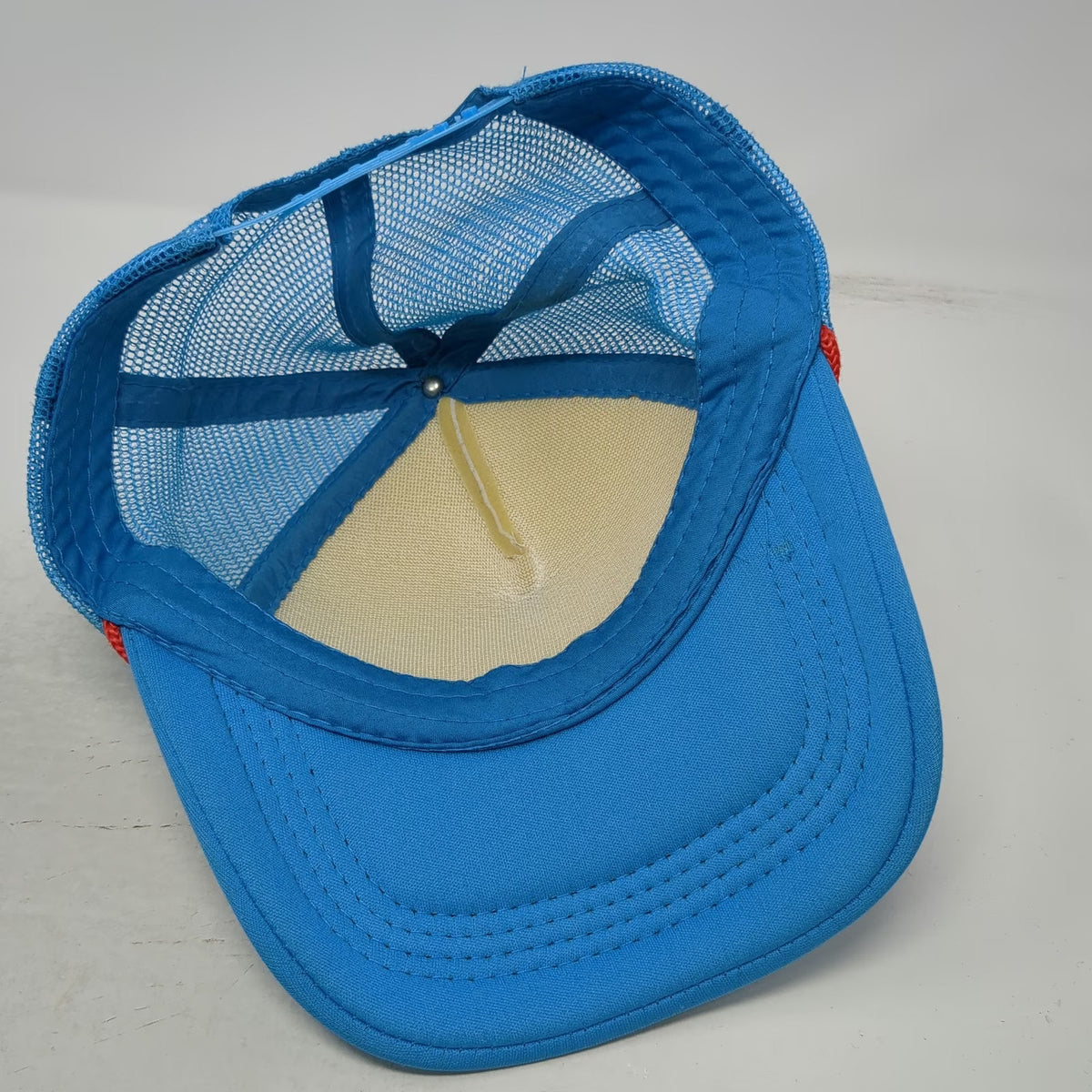 Trucker Hat Blue One Size Thinking Cap Mesh Foam Rope Retro 80s Lightning Bolt