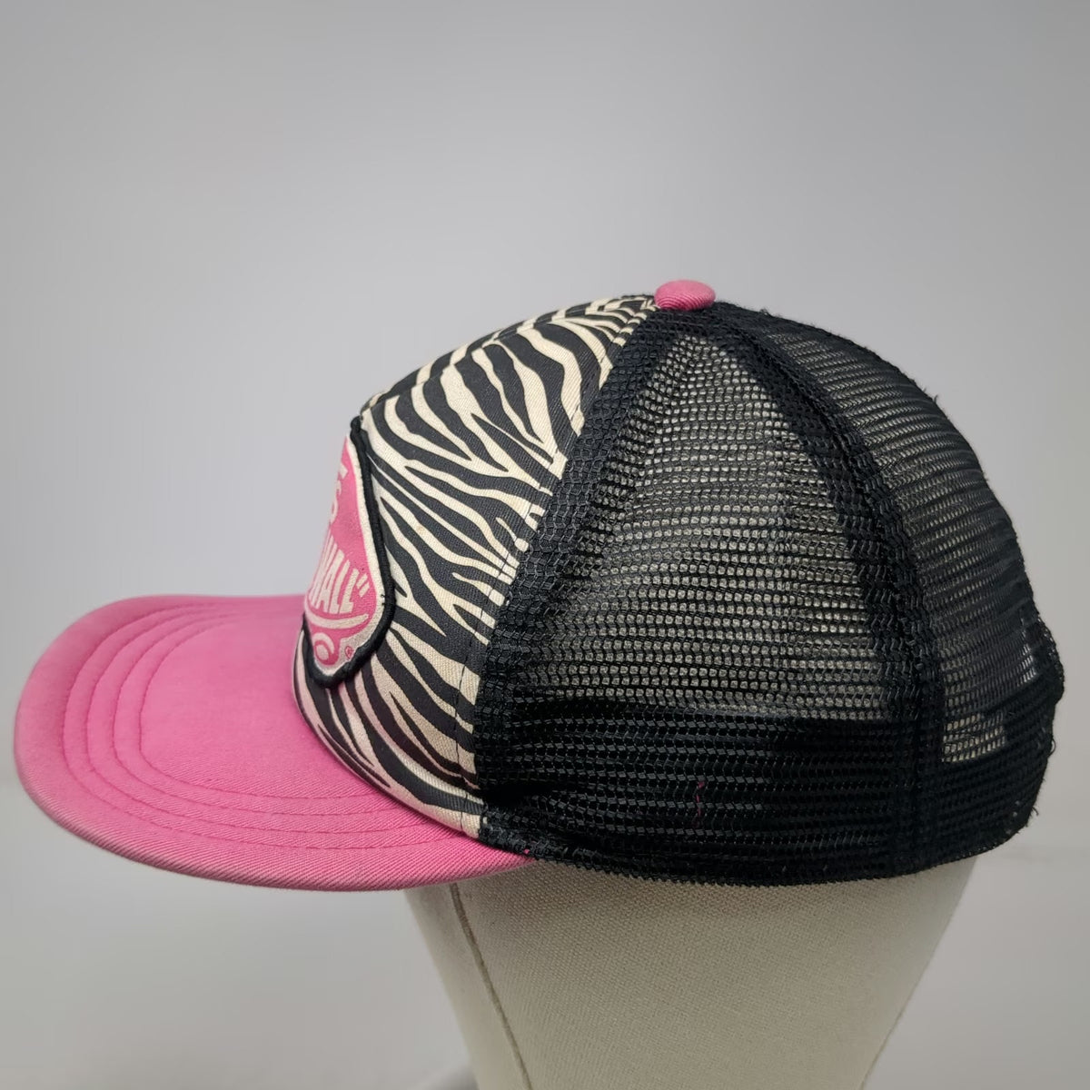 Vans Trucker Hat Pink Black White One Size Zebra Print Mesh Back Snapback