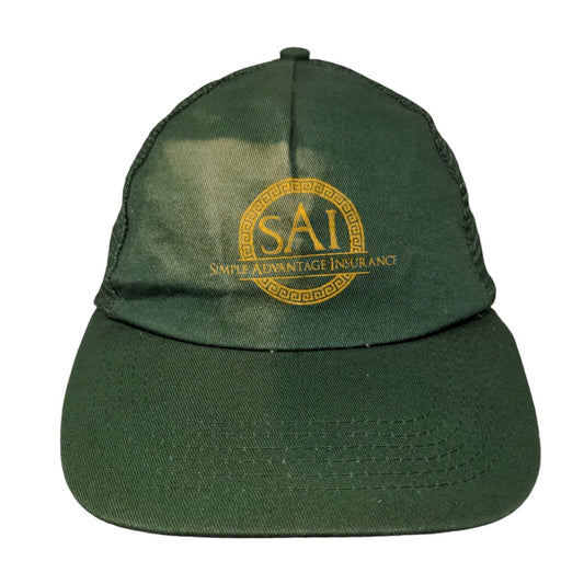 Simple Advantage Insurance Snapback Mesh Back Trucker Hat Green OSFA