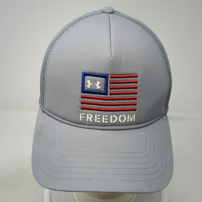 Under Armour Trucker Hat Gray One Size Mesh American Flag Freedom Snapback
