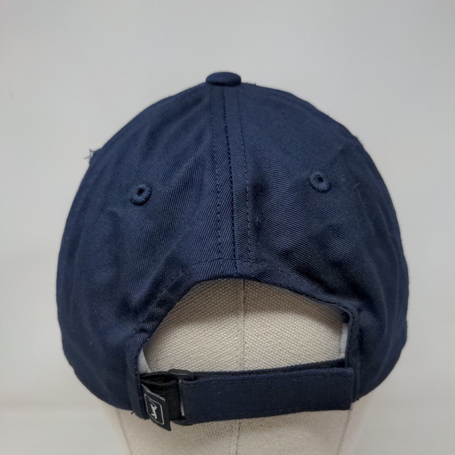PGA Tour Strapback Hat Blue One Size Adjustable Embroidered Vented Holes 6 Panel