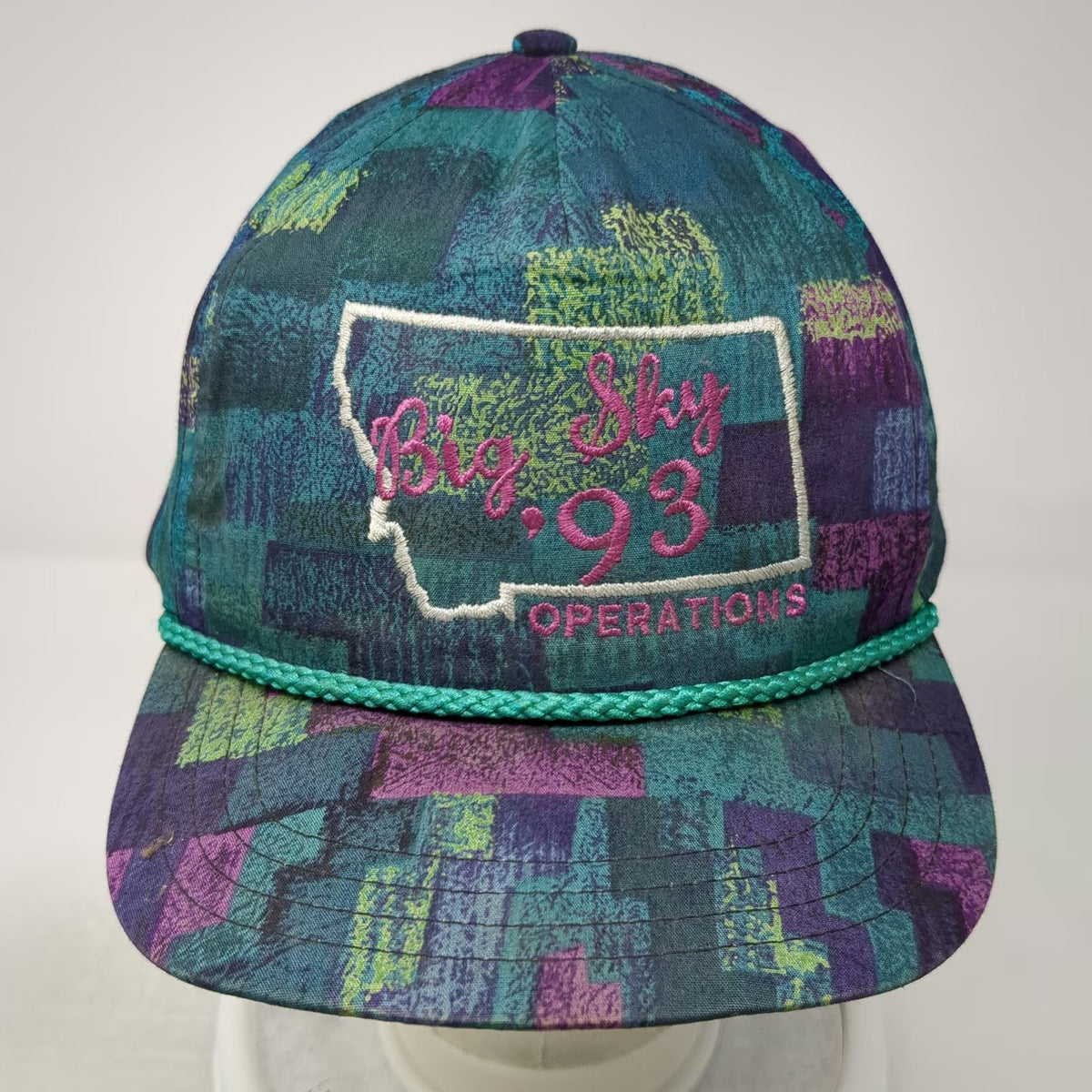Jan-Bar 5 Panel Blue Purple Pink One Size Montana Big Sky 93 Rope Strapback Hat
