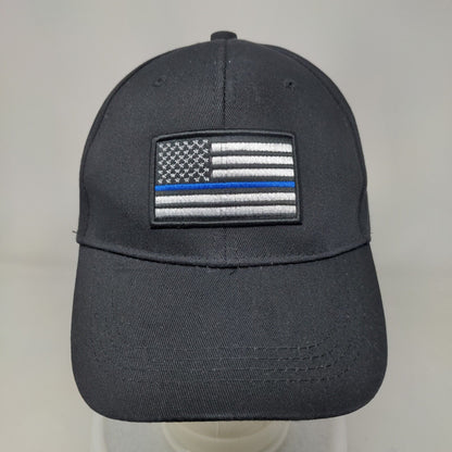 USA Flag Strapback Hat Black One Size Embroidered Love My Freedom Back The Blue