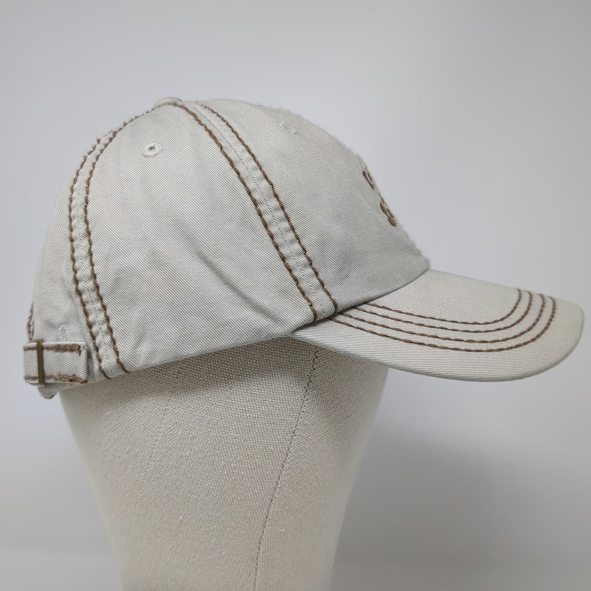 Life is Good Baseball Cap Beige One Size Adjustable Contrast Stitch Brown Hat