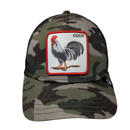 Goorin Bro's Snapback Mesh Back Trucker Camo Hat Rooster Patch Logo