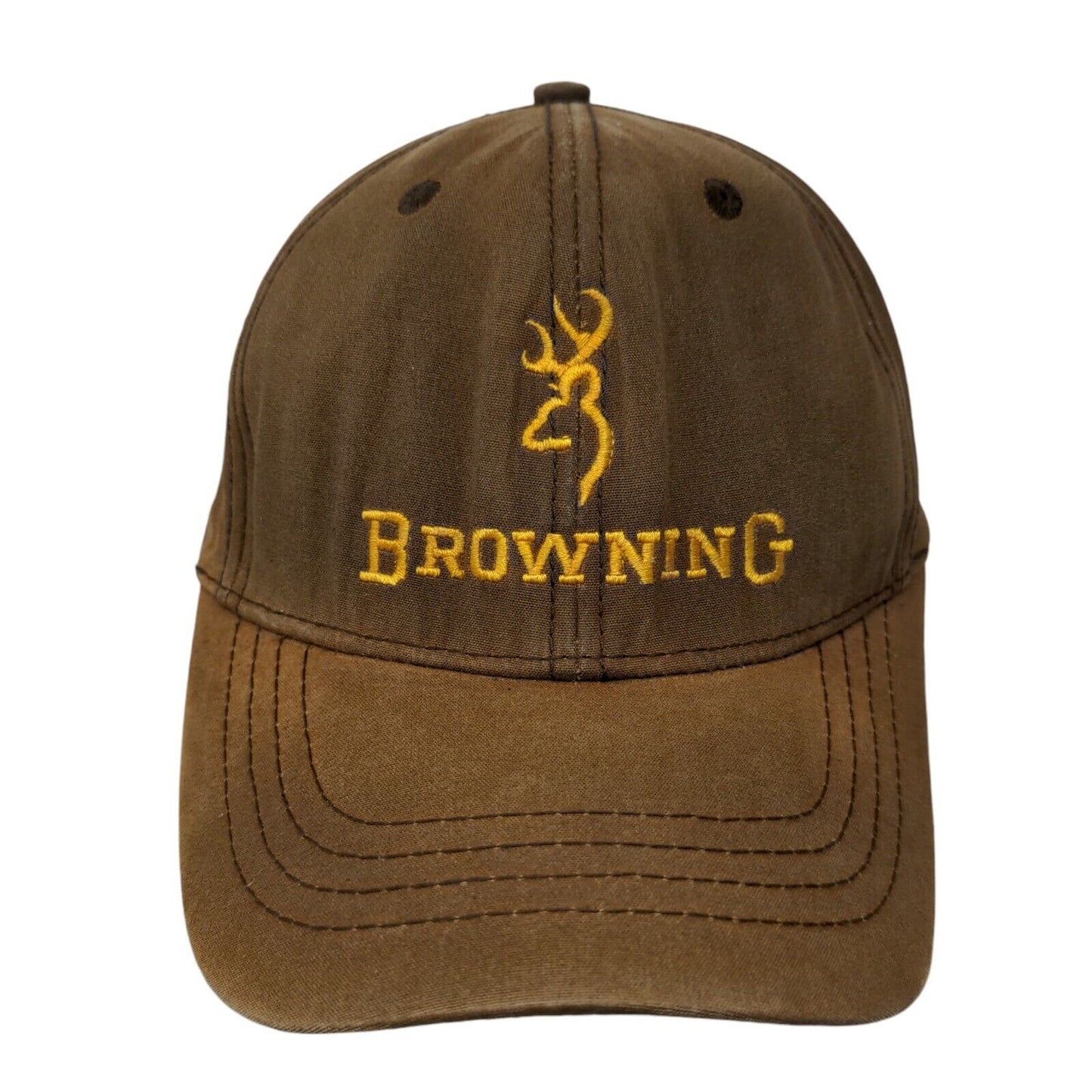 Browning Strapback Hat Brown OSFA Adjustable Embroidered Vented Holes Cotton