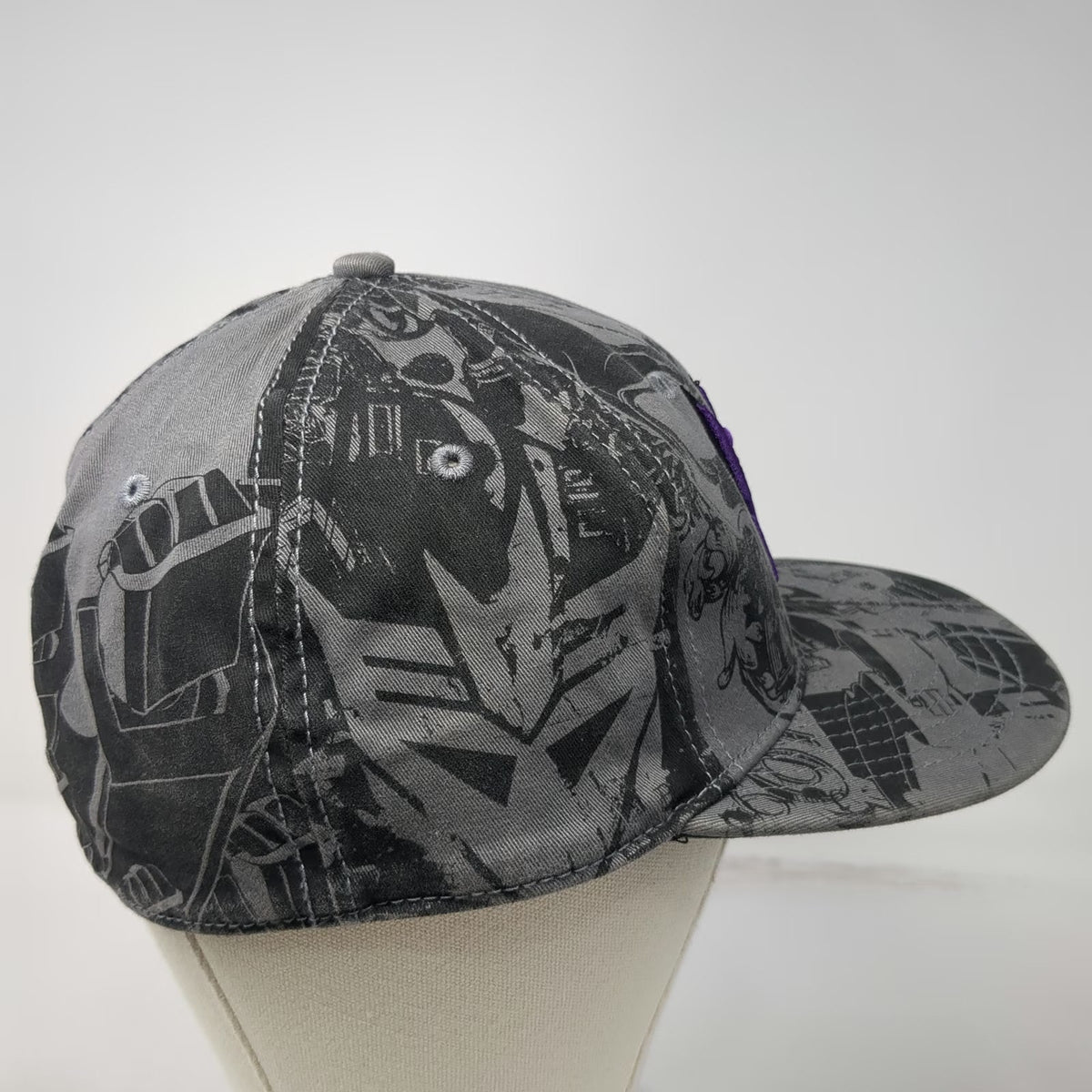 Transformers Decepticon Baseball Cap Gray One Size Purple All Over Print Hat
