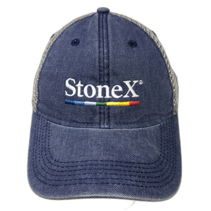 Legacy Trucker Hat Blue One Size StoneX Group Logo Mesh Back Snapback Athletic