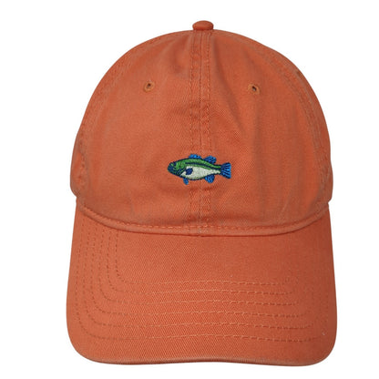 Unbranded Slideback Baseball Cap Orange One Size Adjustable Embroidered Fish