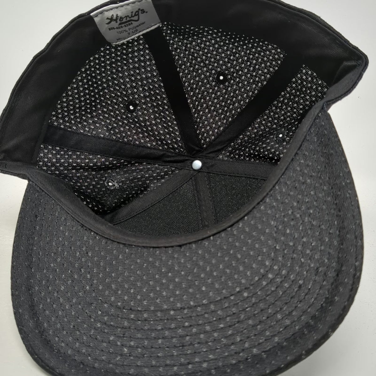 Honig's Baseball Cap Black 7 1/2 Perforated Mesh Fitted Breathable Referee Hat