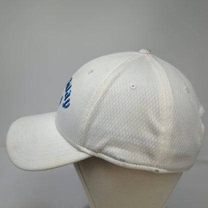Callaway Baseball Cap White One Size Strapback Textured Blue Logo Golf Hat
