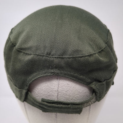 USA Flag Cadet Army Cap Green One Size Adjustable Embroidered Patriotic