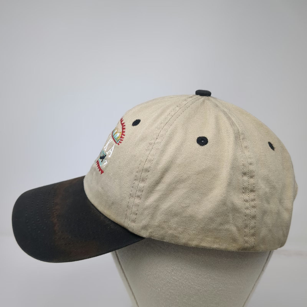 Alaska Wildlife Moose Bear Eagle Baseball Cap Beige One Size Slideback Hat