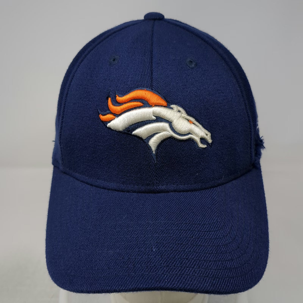 Reebok Denver Broncos NFL Blue Cap One Size Stretch Fit OSFA Shield Logo Hat