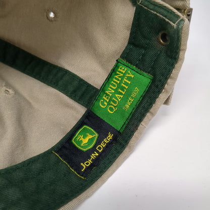 K-Products John Deere Baseball Cap Beige OSFM Hat Slideback Cotton Green Logo