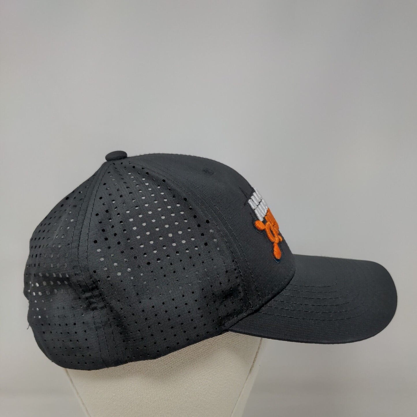 All Out Mayhem Strapback Hat Black One Size Embroidered Laser Cut 6 Panel