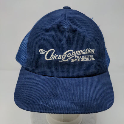 The Chicago Connection The Better Pizza Trucker Hat Blue OSFA Corduroy Mesh Back