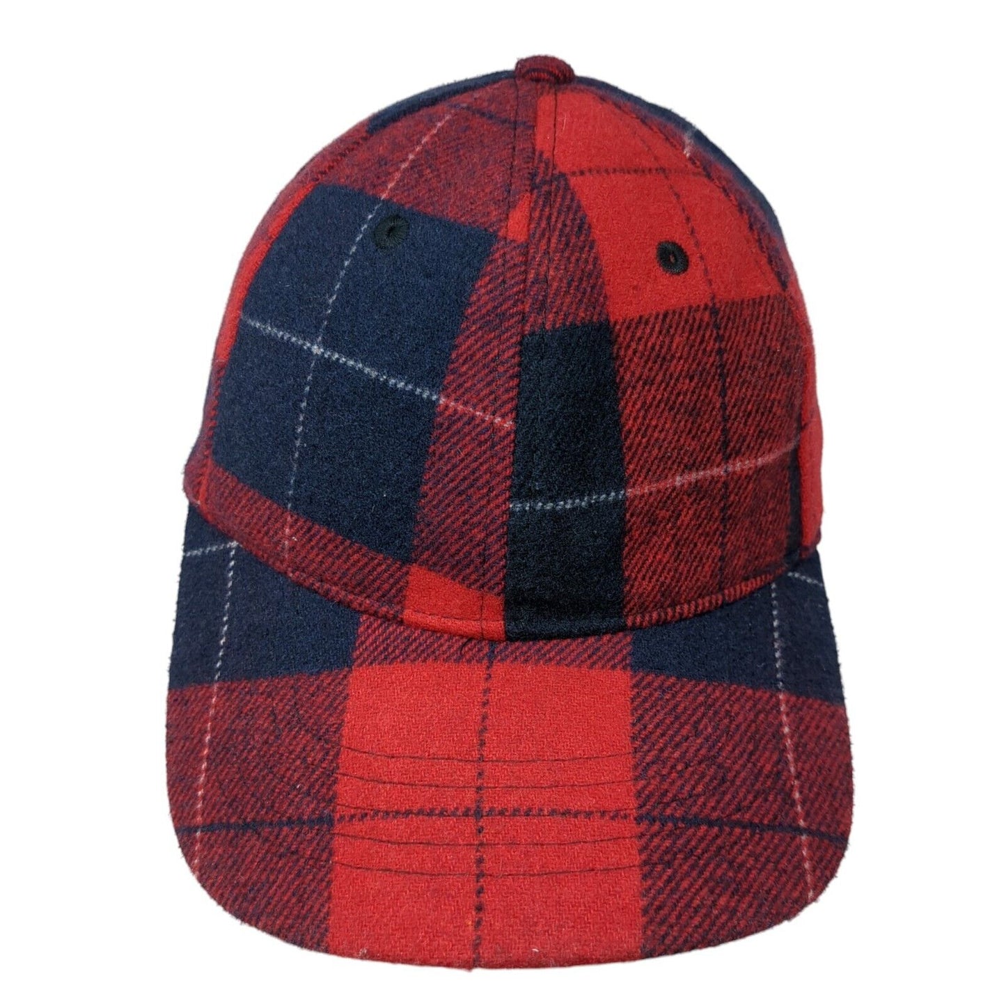 Unbranded Slideback Hat Red Navy Multi OSFM Adjustable Plaid 6 Panel