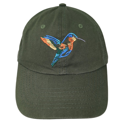 Hummingbird Slideback Hat Green One Size Adjustable Embroidered Dalix
