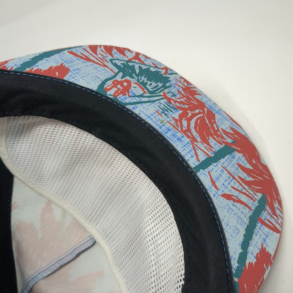 Brixton 5 Panel Blue Hat One Size Tropical Hula Girl Palm Tree Rope Nylon Print
