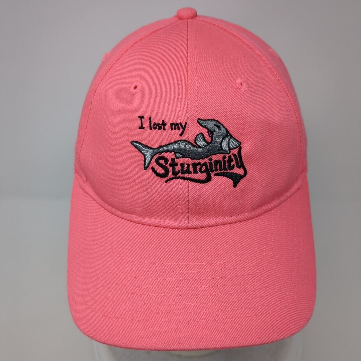 I Lost My Sturginity Strapback Hat Pink One Size Solid Port & Company