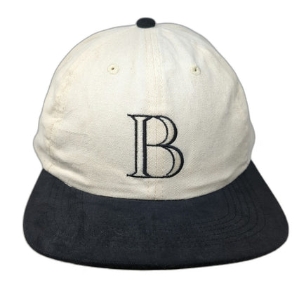 Beige Black Baseball Cap Vintage Embroidered B Bride Made in USA Slideback Hat