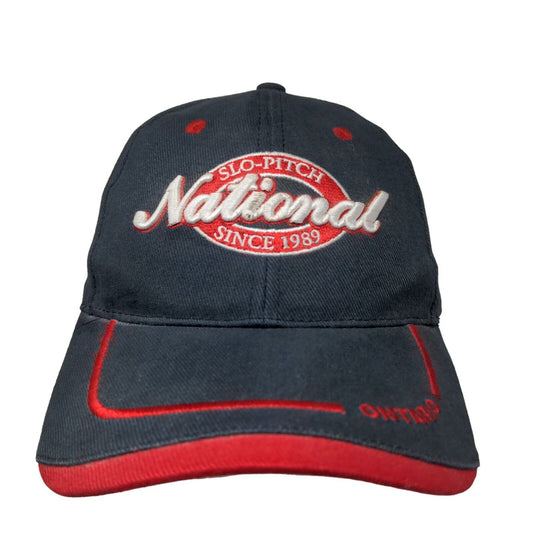 Slow Pitch Nationals SPN Men's Strapback Hat Blue Embroidered Logo Cotton