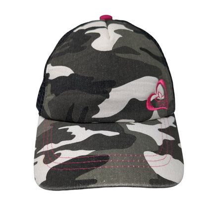 Beth Marie Snapback Trucker Hat Camo One Size Mesh Back Embroidered