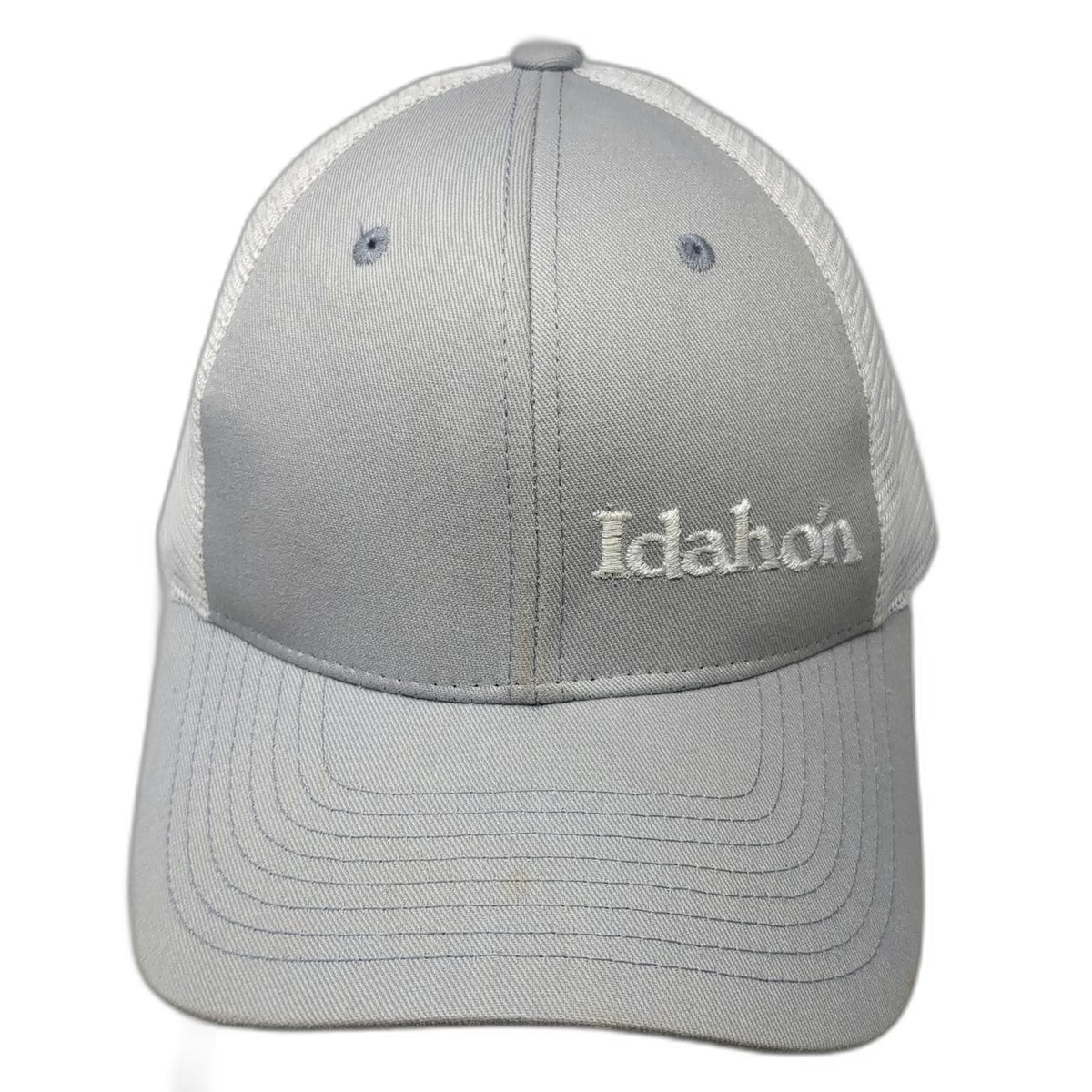 Zephyr Trucker Hat Gray White One Size Snapback Mesh Idahon Embroidered Cap