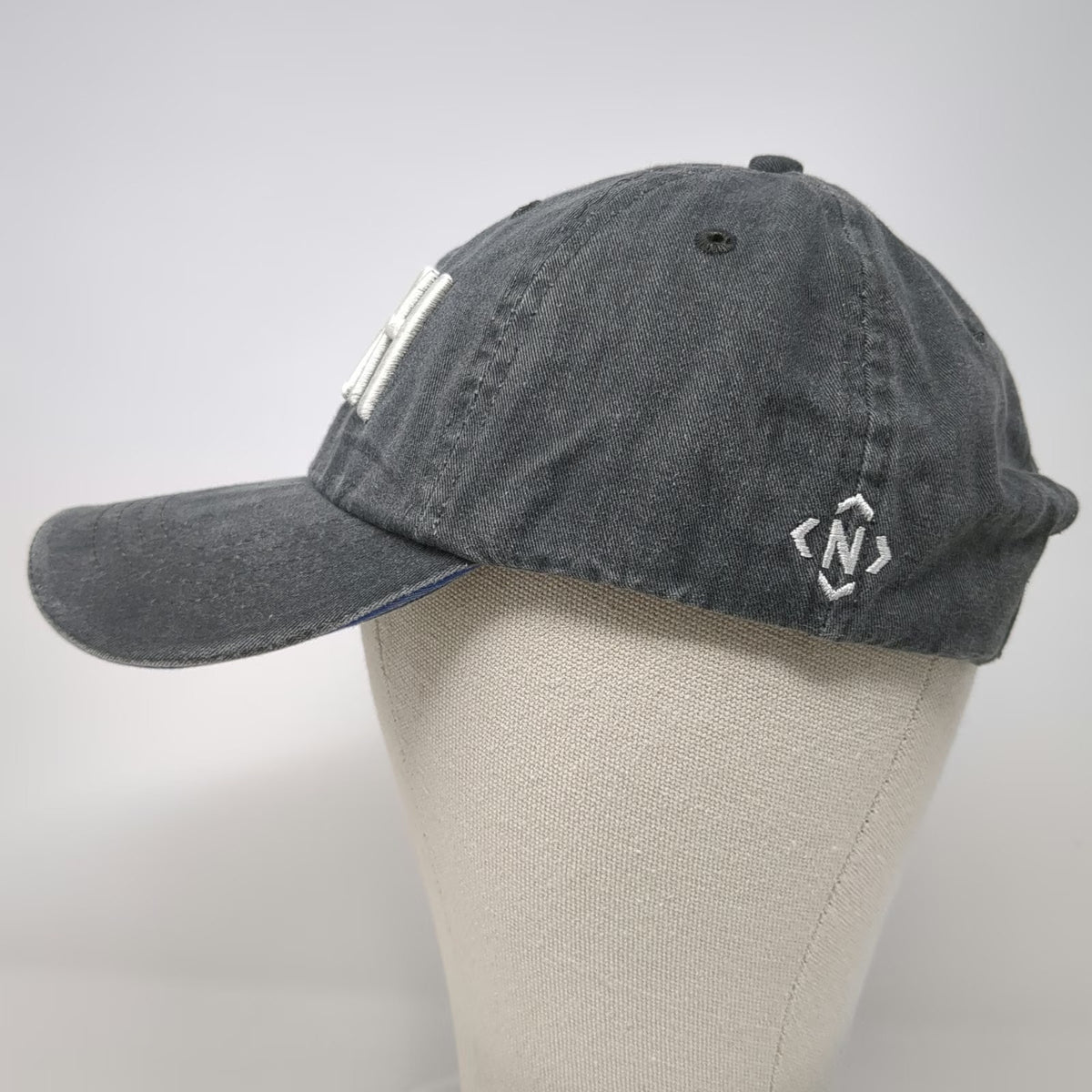The Nash Collection Gray White Blue OSFM Baseball Cap NASH Logo Slideback Hat