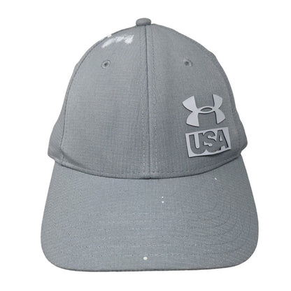 Under Armour USA Fitted Hat Gray L/XL Solid UA Classic Fit 6 Panel