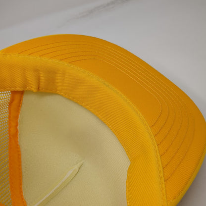 Yellow Trucker Hat Hobey's Pizza Sun Valley Nevada Snapback Foam Mesh Vintage