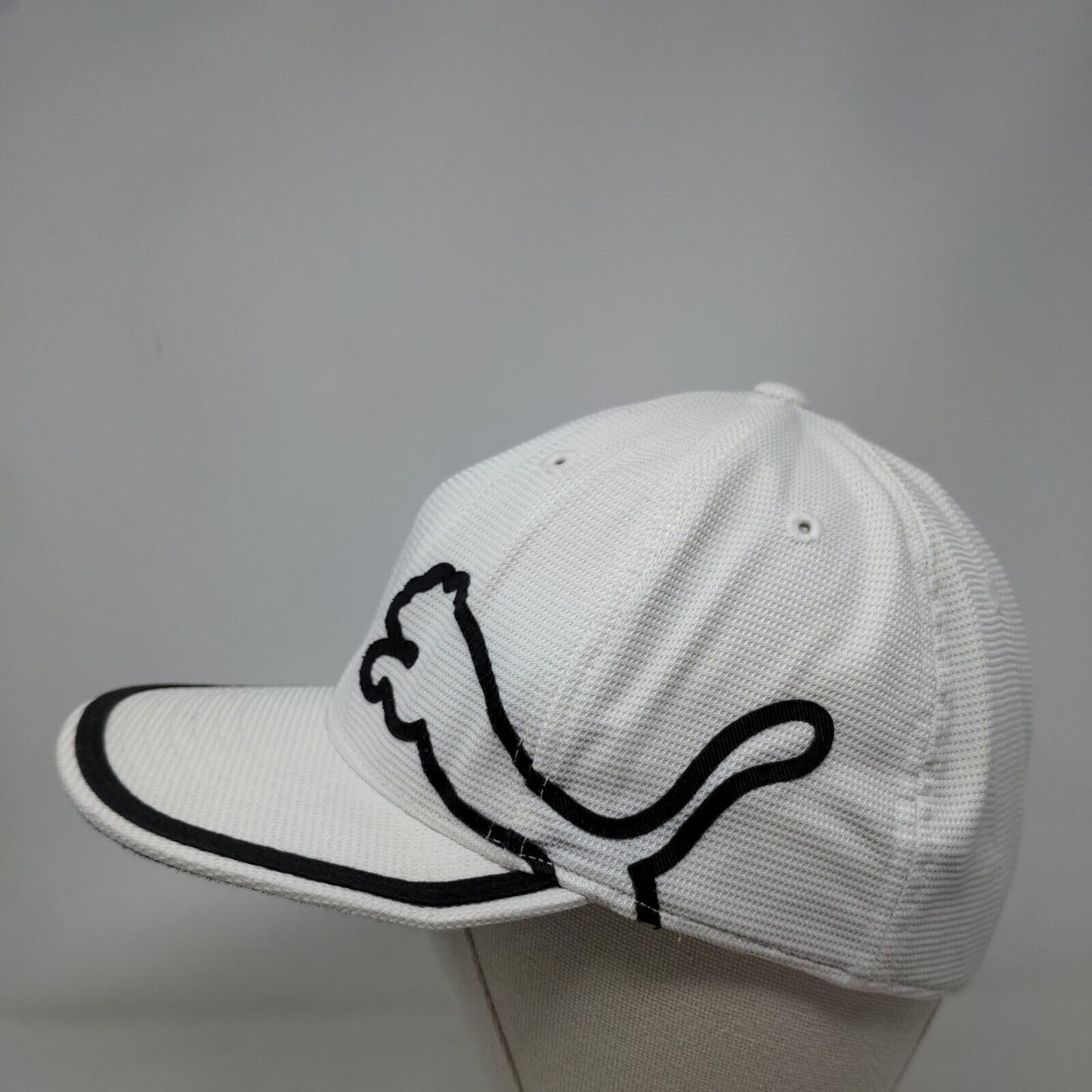 Puma Fitted Hat White 6 7/8-7 1/4 S-M Embroidered Vent Holes 6 Panel