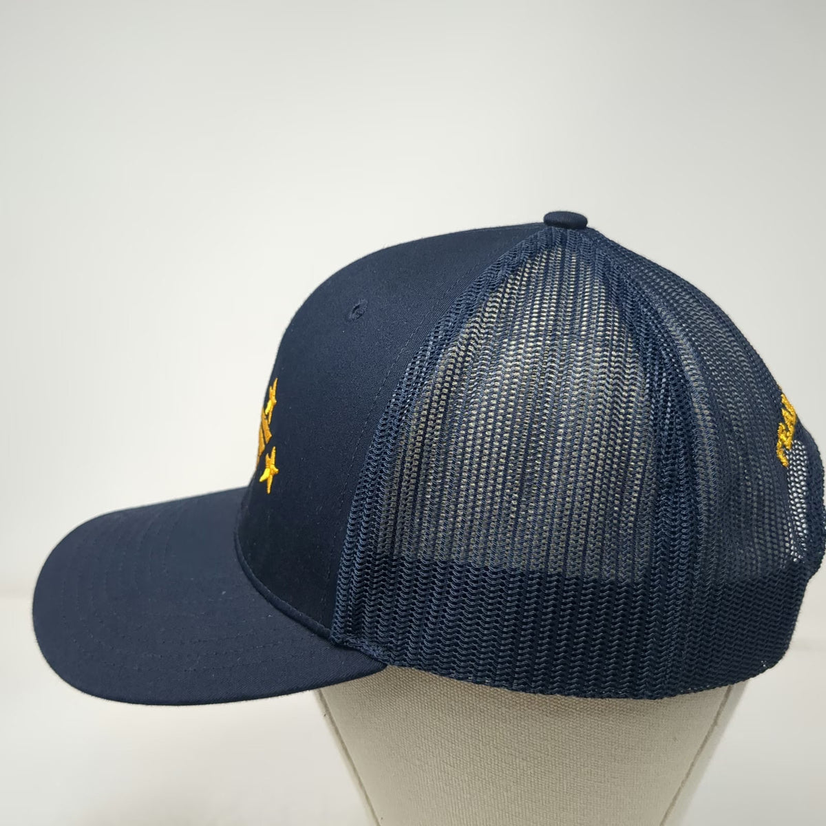 Richardson Trucker Hat Blue Yellow One Size Fear The Talon Eagle Logo Mesh Back