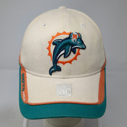 Miami Dolphins NFL Reebok Cap Hat Beige Blue Orange One Size Strapback Shield